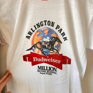 Vintage 80s Budweiser Arlington Park Ringer Tee
